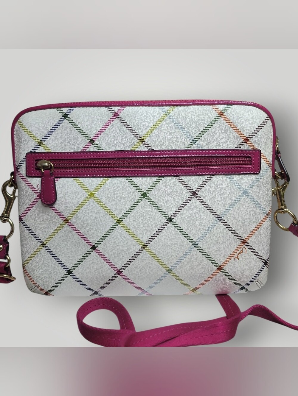 Coach Peyton Tattersall Tablet/iPad Sleeve Crossbody EUC - Picture 5 of 9